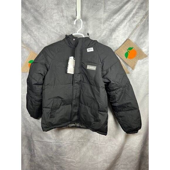 Womens Puffer Jacket Sz S Black Lightweight Hoodie with Pull String Stretch Cuff - Picture 1 of 7